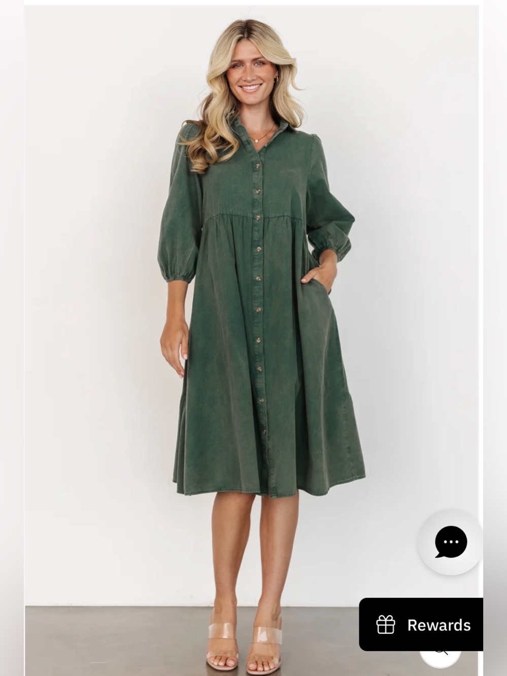 Baltic Born Green Button-Front Midi Dress — Women
